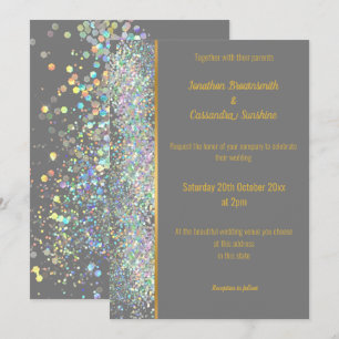 INVITATION PLANCHER HOLOGRAPHIQUE SPOT GRAY OR MARIAGE