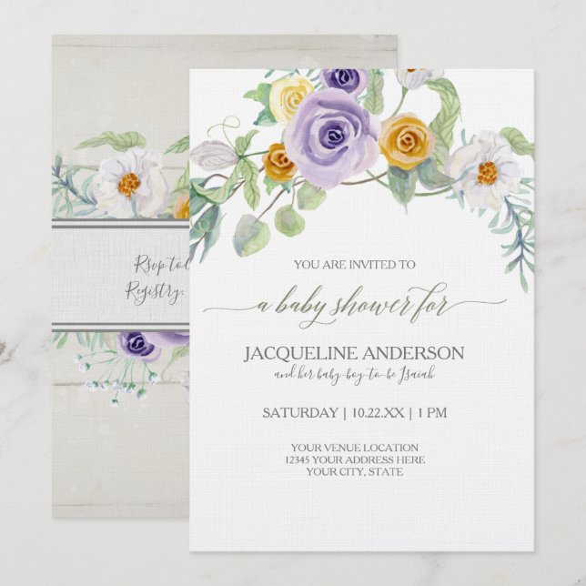 Invitation Planches en bois pour Baby Shower sur le thème de  (Devant / Derrière)