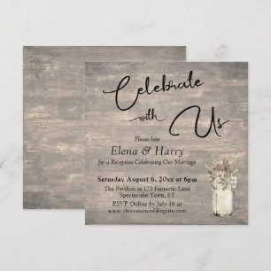 Invitation Planches Patinées Fleurs Sauvages Fêtez avec Nous