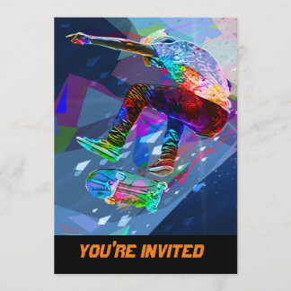 Invitation Planchiste de silhouette coloré par crayon superbe