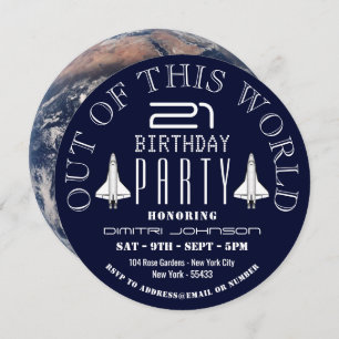 Invitation Planet Earth, navette spatiale fête d'anniversaire