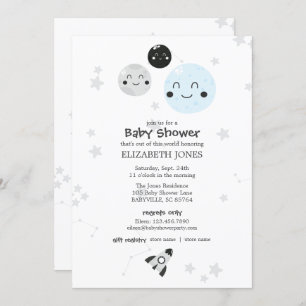 Invitation Planète de Kawaii et baby shower mignons de lunes