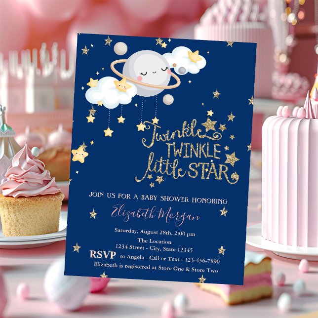 Invitation Planète, Nuages, Étoiles Fête Prénatale de Bébé qu (Créateur téléchargé)