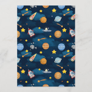 Invitation Planètes Bleues de l'Espace Extérieur Motif Sans C