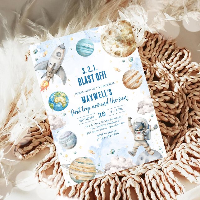 Invitation Planètes de l'espace astronaute garçon anniversair (Créateur téléchargé)