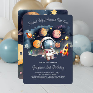 Invitation Planètes de l'espace bleu 2e anniversaire Invitati