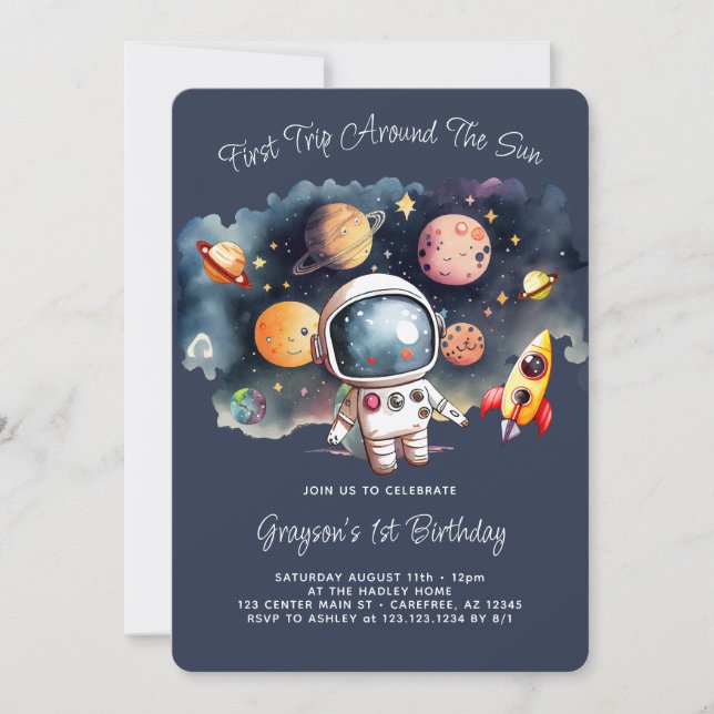 Invitation Planètes de l'Espace Extérieur Anniversaire (Devant)