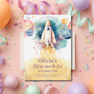 Invitation Planètes de l'espace extérieur Fille de fusée Prem