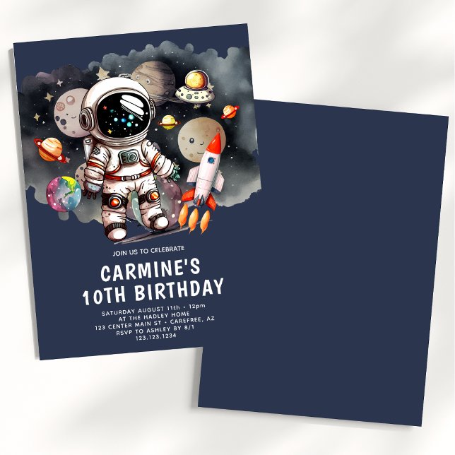 Invitation Planètes de l'espace extérieur garçon 10e annivers (Créateur téléchargé)