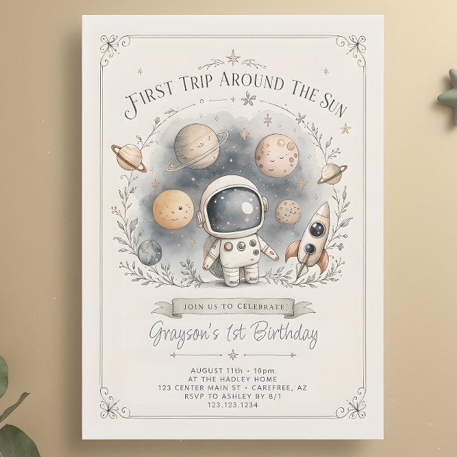 Invitation Planètes de l'espace extra-atmosphérique 1er anniv (Créateur téléchargé)