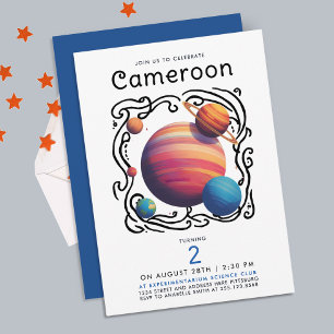 Invitation Planètes lunaires colorées modernes Espace cosmiqu
