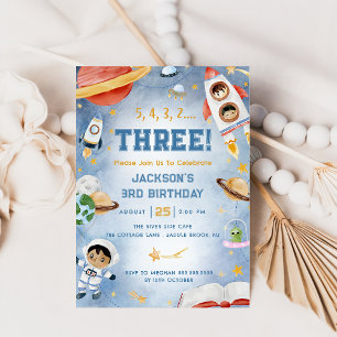 Invitation Planètes spatiales 3e fête d'anniversaire