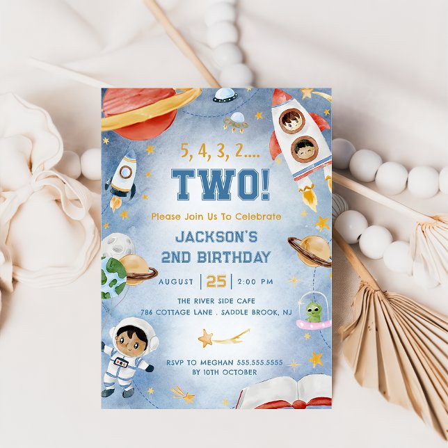 Invitation Planètes spatiales Extérieures 2e fête d'anniversa (Créateur téléchargé)