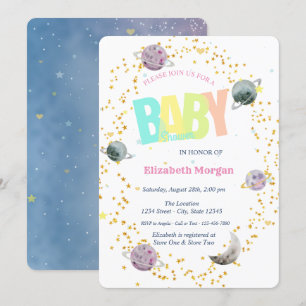 Invitation Planètes, Stars Galaxy Baby shower