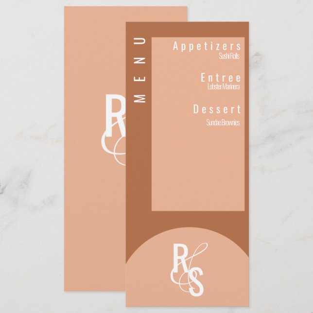 Invitation Planificateur de Menu Mariage Terre Cuite Foncé (Devant / Derrière)