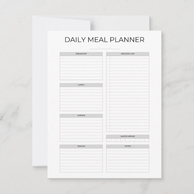 Invitation Planificateur de repas quotidien | Simple design m (Devant)