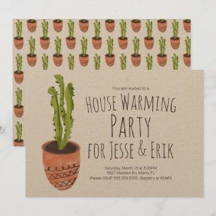 Invitation Plante de cactus dessinée à la main pour une fête