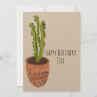 Plante de Cactus en Terracotta Dessinée à la Main