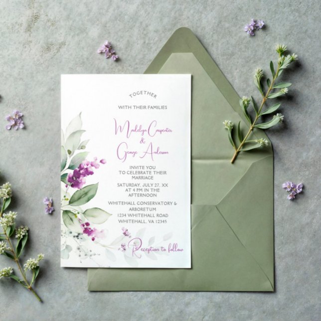Invitation Plante de lavande pourpre - Mariage Arrière - plan (Créateur téléchargé)