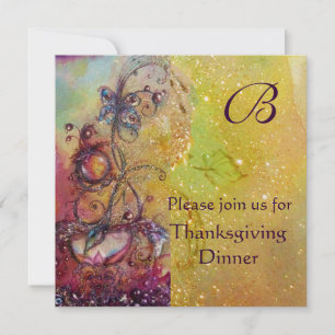 Invitation PLANTE DE PAPILLON MONOGRAMME Dîner de Thanksgivin