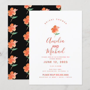 Invitation Plante d'hibiscus à l'aquarelle manuelle pour la d