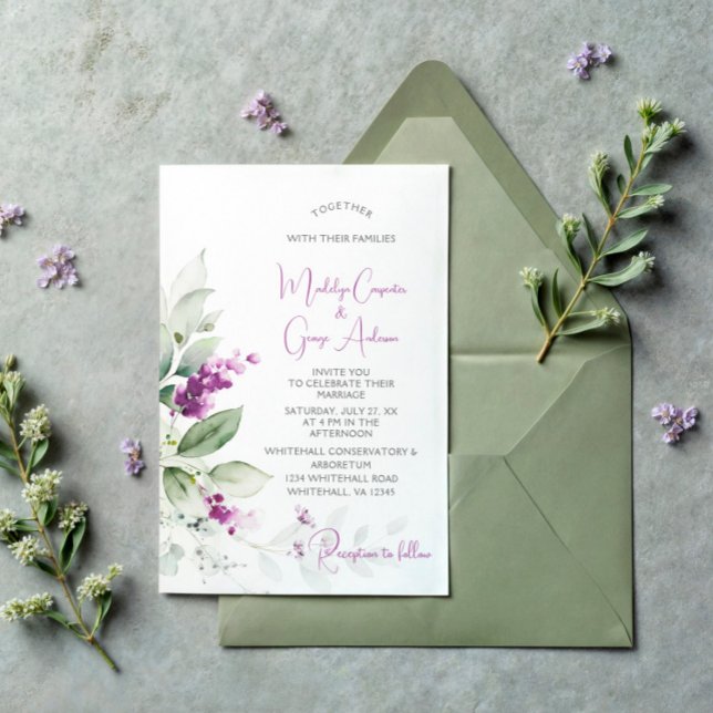 Invitation Plante Purple Lavender et Mariage Arrière - plan v (Créateur téléchargé)