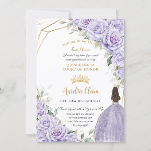 Invitation Plante violette Floral Quinceañera Dama Propositio