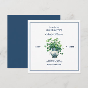 Invitation Plantes avec baby shower de vase antique