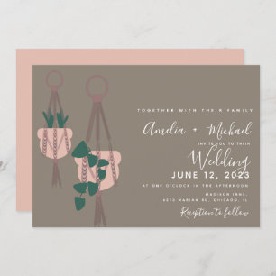 Invitation Plantes Cactus moderne Macrame Mariage botanique