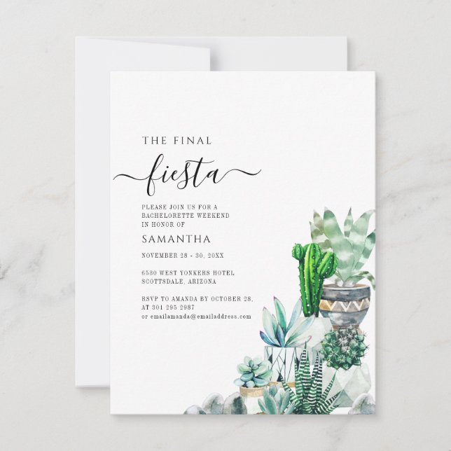 Invitation Plantes de cactus pour la fête d'enterrement de vi (Devant)