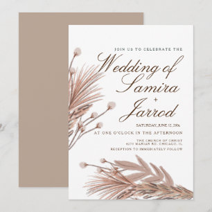 Invitation Plantes de coton des Pampas botaniques Mariage