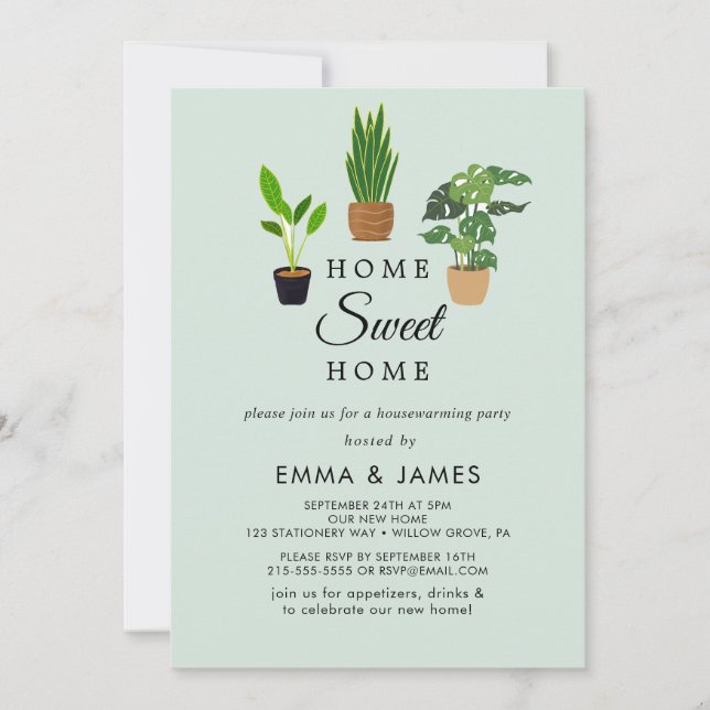 Invitation Plantes de maison en pot | Fête de pendaison de cr (Devant)