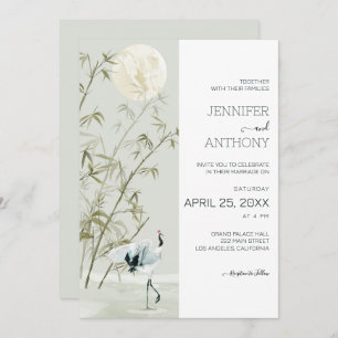 Invitation Plantes en bambou et Mariage de grue
