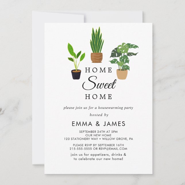 Invitation Plantes Pots "Home Sweet Home" (Devant)