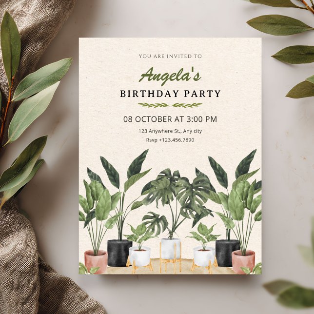 Invitation Plantes vertes anniversaire (Créateur téléchargé)