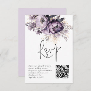 Invitation Plantes violettes Lilac Florals QR Code Mariage Ca