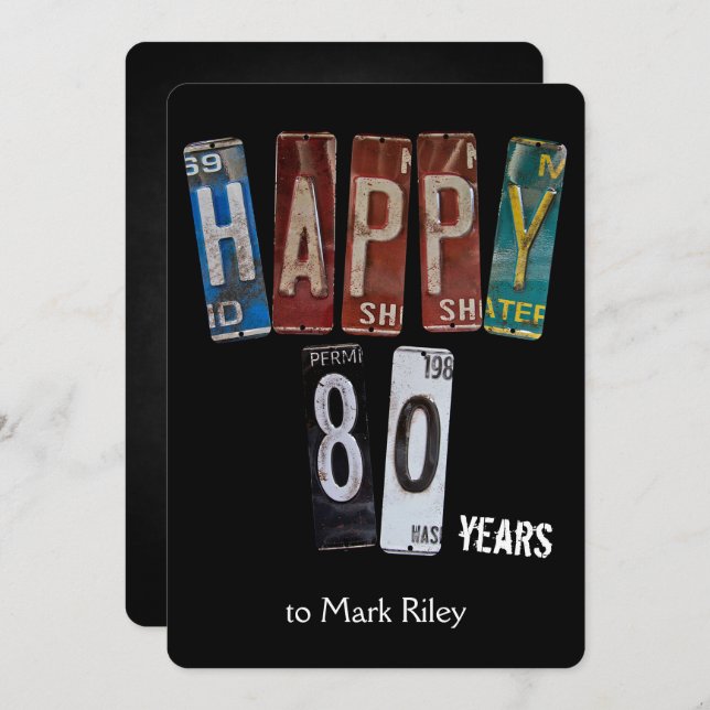 Invitation Plaques d'immatriculation datant du 80e anniversai (Devant / Derrière)