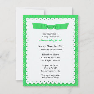 Invitation plate de baby shower vert