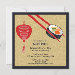Invitation plate de partie de sushi
