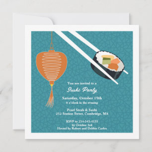 Invitation plate de partie de sushi