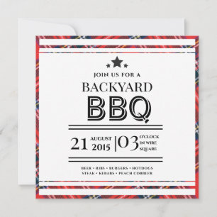 Invitation plate pour barbecue à carreaux rouges