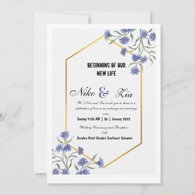 Invitation plate, taille : 12,7 cm x 17,8 cm, Papi (Devant)