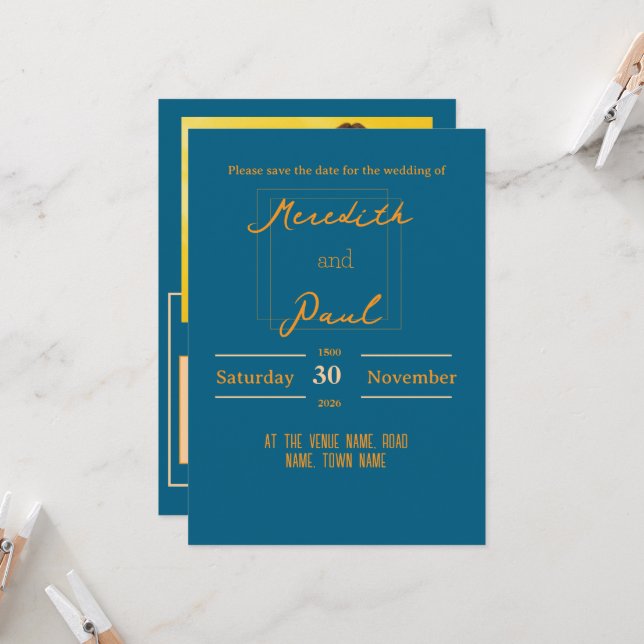 Invitation plate, taille : 13 cm x 18 cm, papier : (Devant/Arrière en situation)