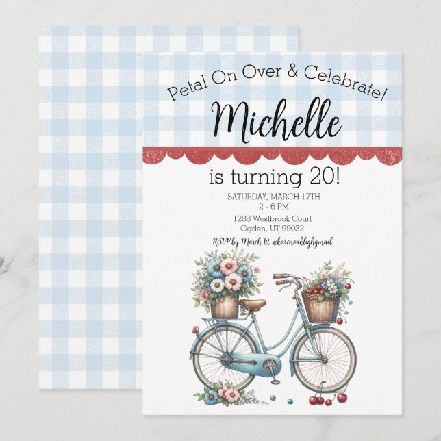 Invitation plate, taille: 13 cm x 18 cm, Papier: S (Devant / Derrière)