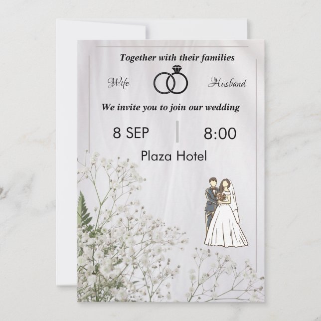 Invitation plate, Taille : 5" x 7", Papier : Matte (Devant)