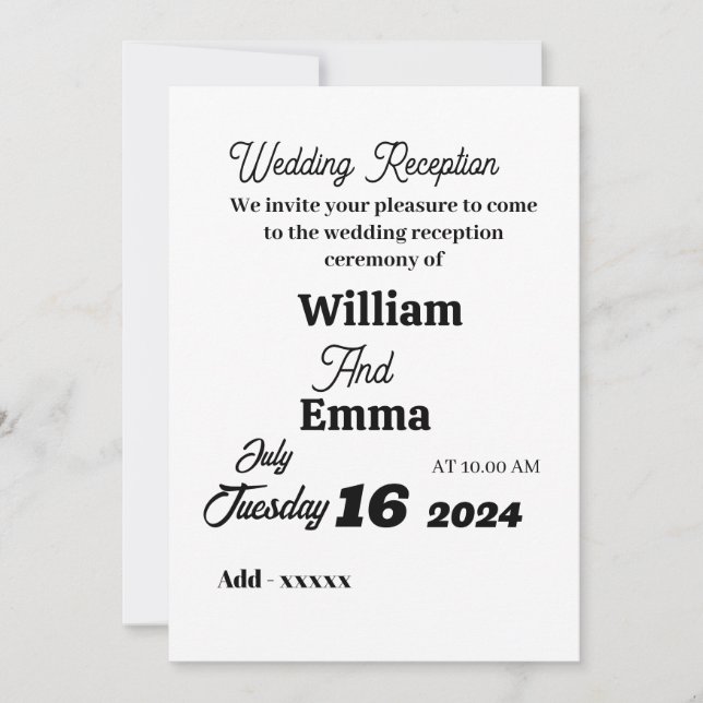 Invitation plate, Taille : 5" x 7", Papier : Matte (Devant)