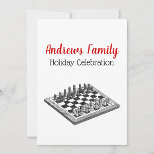 Invitation Plateau de Jeu d'Échecs et Pièces d'Échecs Art Vin
