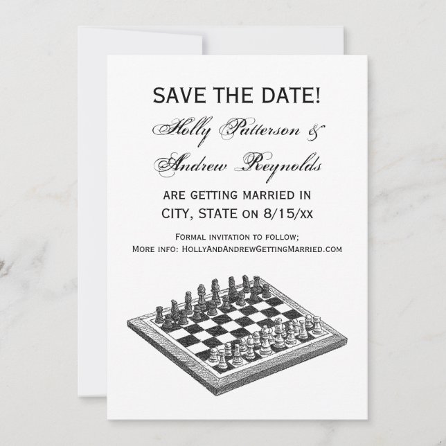 Invitation Plateau de Jeu d'Échecs et Pièces d'Échecs Art Vin (Devant)