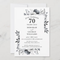 Platine 70e anniversaire Mariage Monogramme Floral