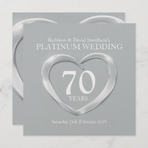 Invitation Platine coeur mariage 70 ans anniversaire invitati